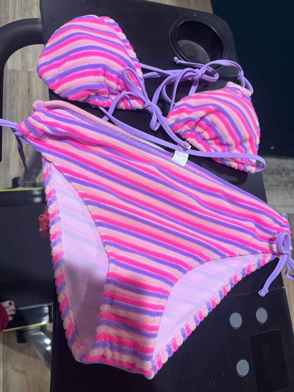 NWT Ninety-Nine pink striped string bikini large/small